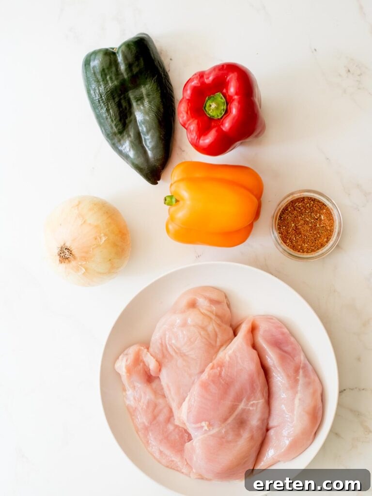 One Pan Chicken Fajita Dinner 3 ingredients for sheet pan chicken fajitas