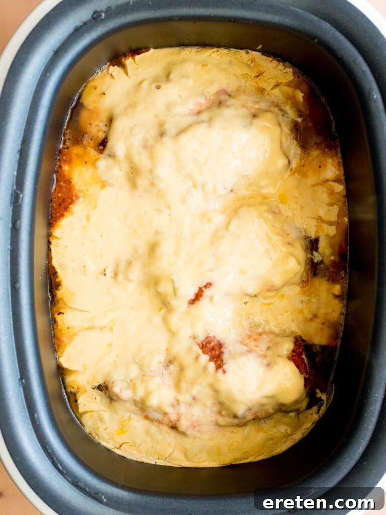 Slow Cooker Salsa Chicken with Melted Queso 7 crockpot salsa chicken with queso cooked in the slow cooker sleeve