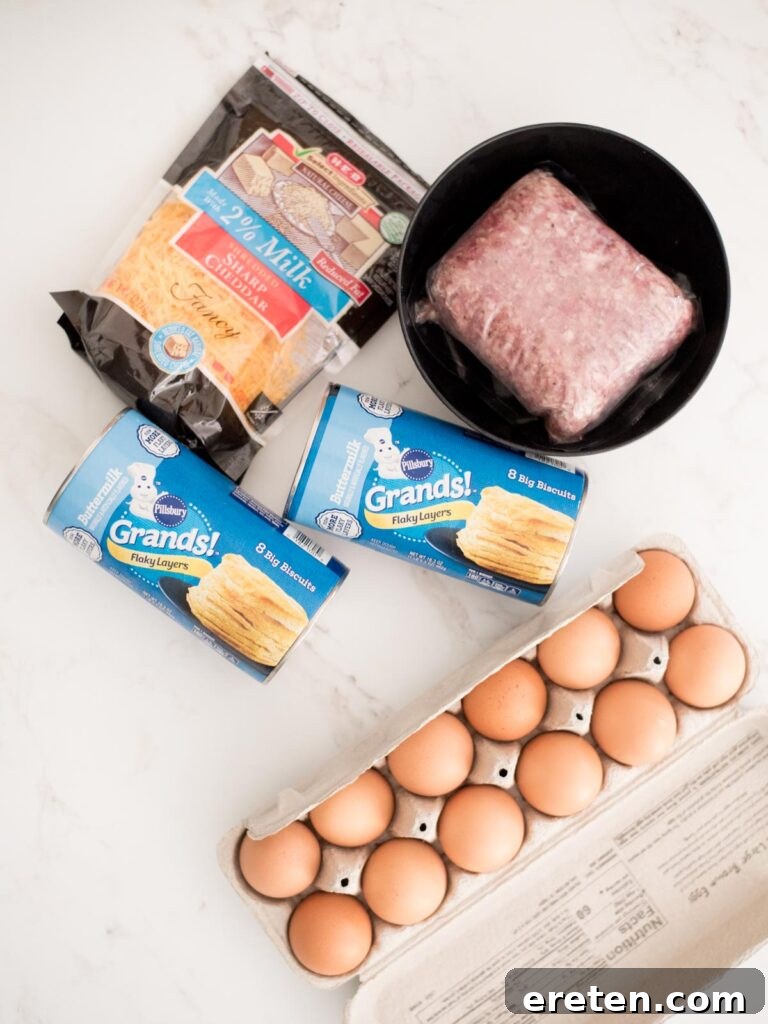 Golden Biscuit Breakfast Bake 3 ingredients for biscuit breakfast casserole