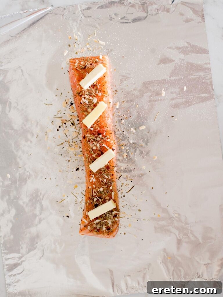 Zesty Lemon Butter Salmon Parcels 6 salmon filet with tuscan herb seasoning and butter