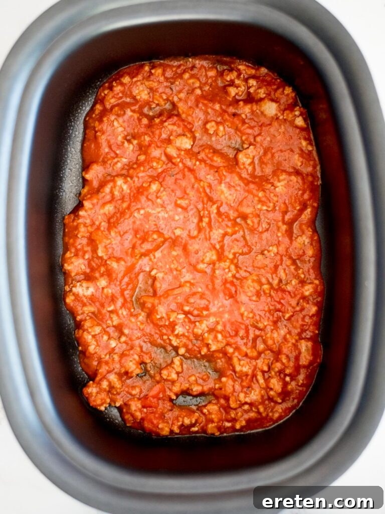 sauce on bottom of crockpot