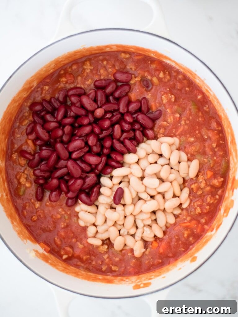 Quick and Comforting Pasta Fagioli 11 beans added to the dutch oven